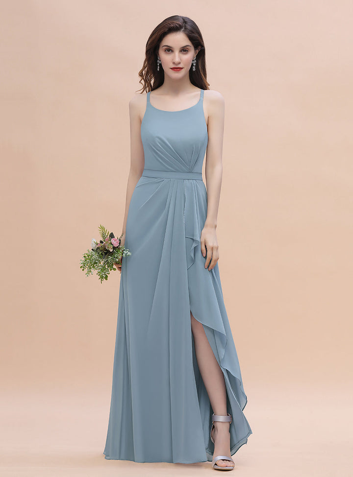 A-Line Straps Sleeveless Floor-Length Dress-koscy