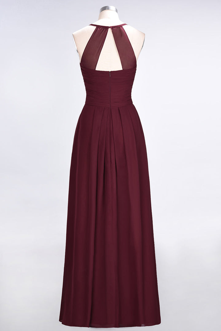 A-line Sweetheart Chiffon Floor-Length Dress Burgundy-koscy