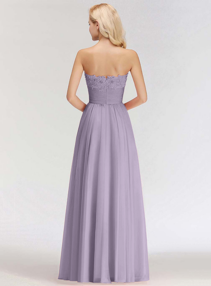 A-line Sweetheart Ruched Chiffon Floor-Length Dress Pink-koscy