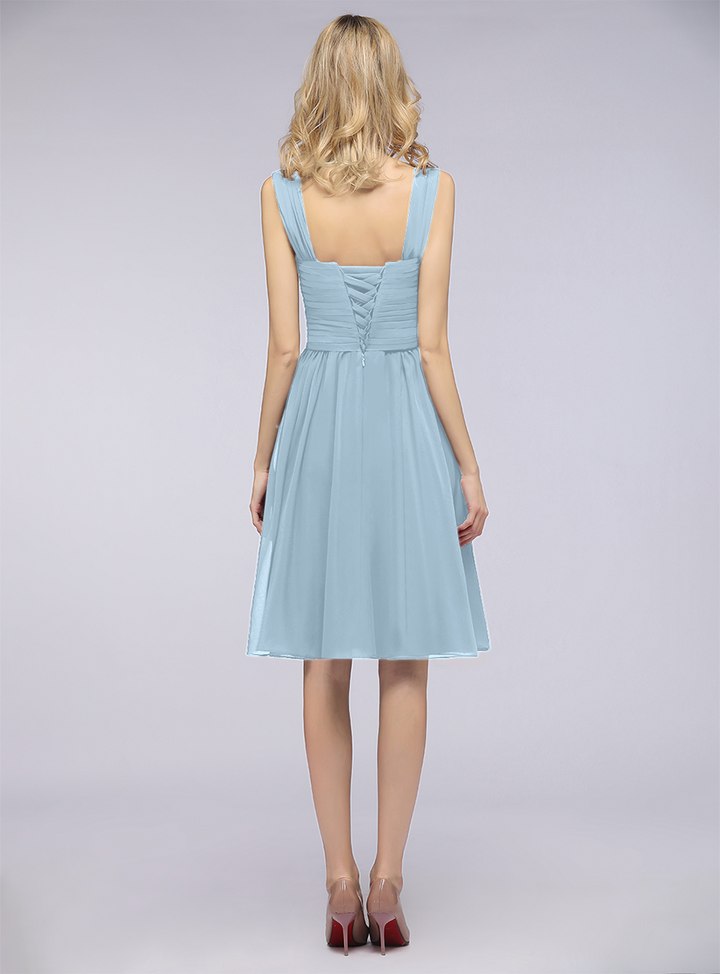 A-line Sweetheart Ruched Chiffon Short Bridesmaid Dress-koscy