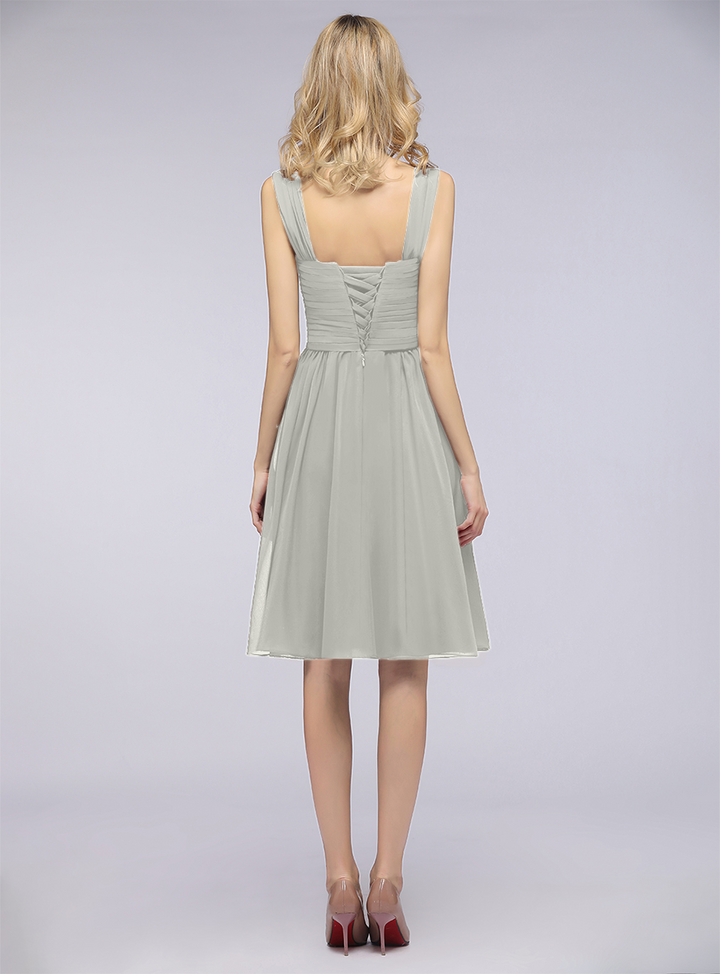 A-line Sweetheart Ruched Chiffon Short Bridesmaid Dress-koscy