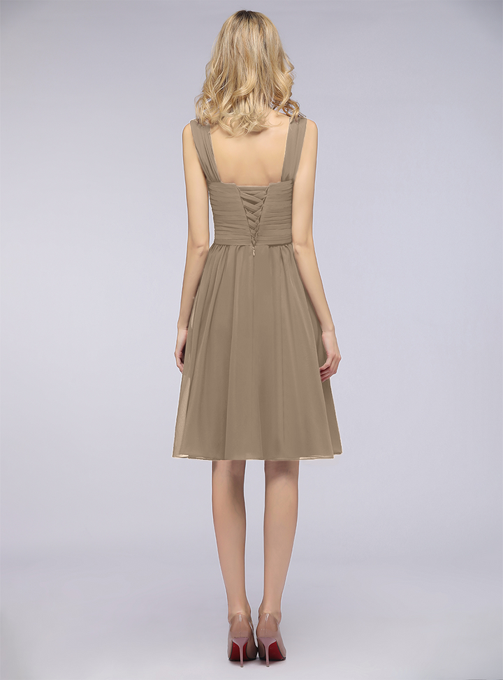 A-line Sweetheart Ruched Chiffon Short Bridesmaid Dress-koscy