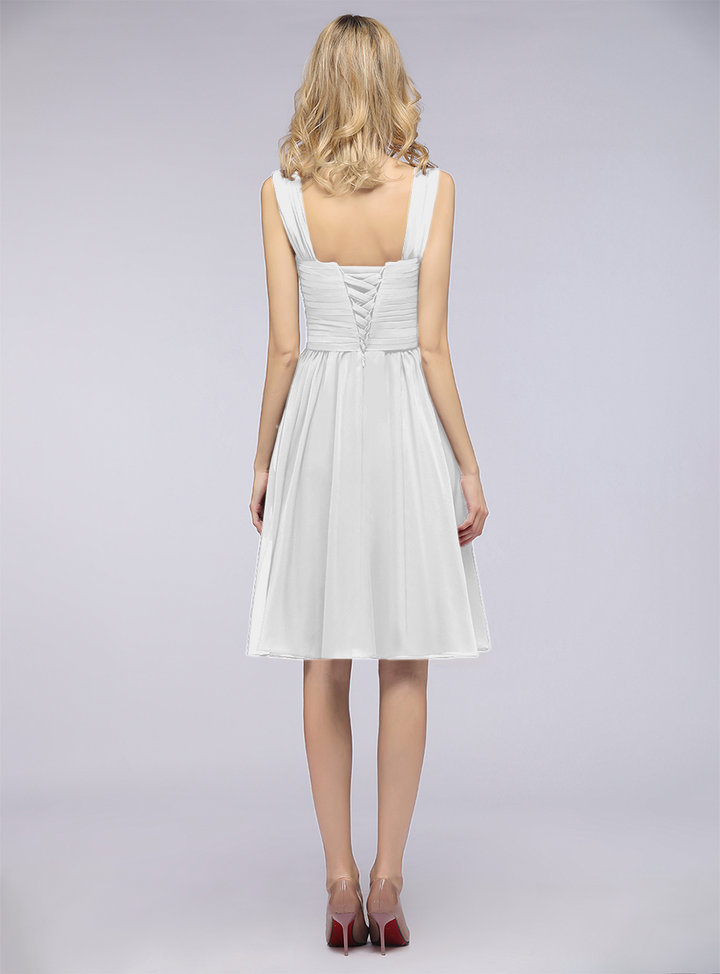 A-line Sweetheart Ruched Chiffon Short Bridesmaid Dress-koscy