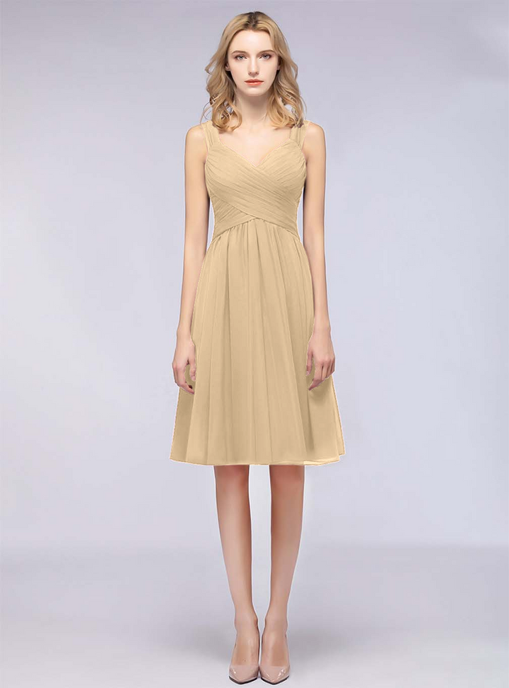 A-line Sweetheart Ruched Chiffon Short Bridesmaid Dress-koscy