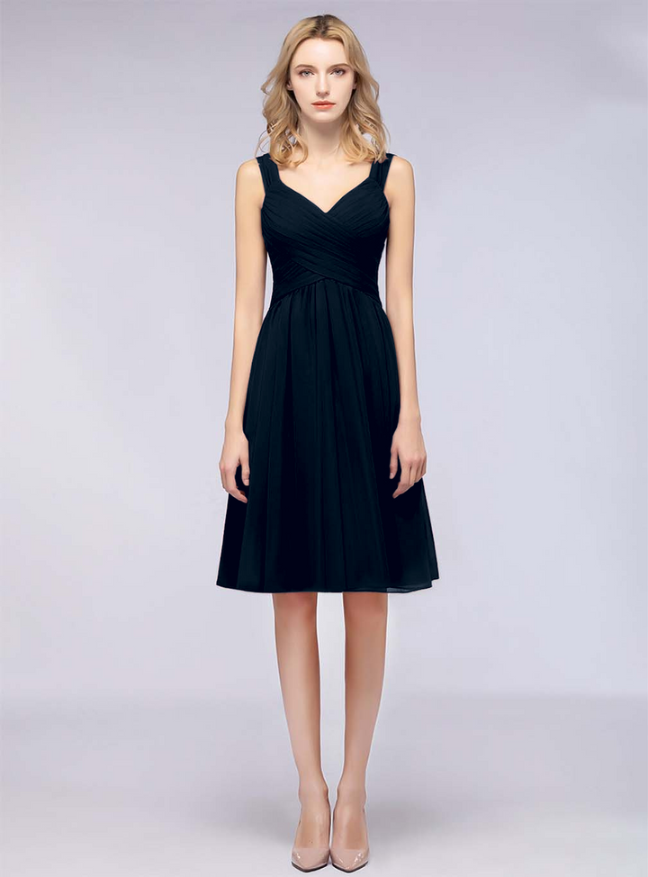 A-line Sweetheart Ruched Chiffon Short Bridesmaid Dress-koscy