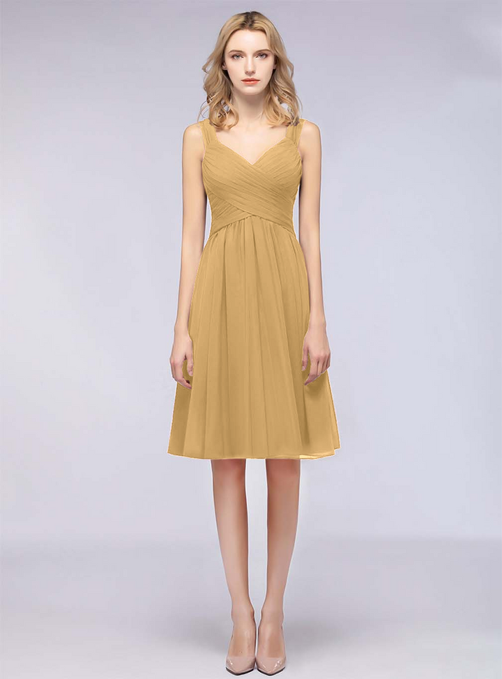 A-line Sweetheart Ruched Chiffon Short Bridesmaid Dress-koscy