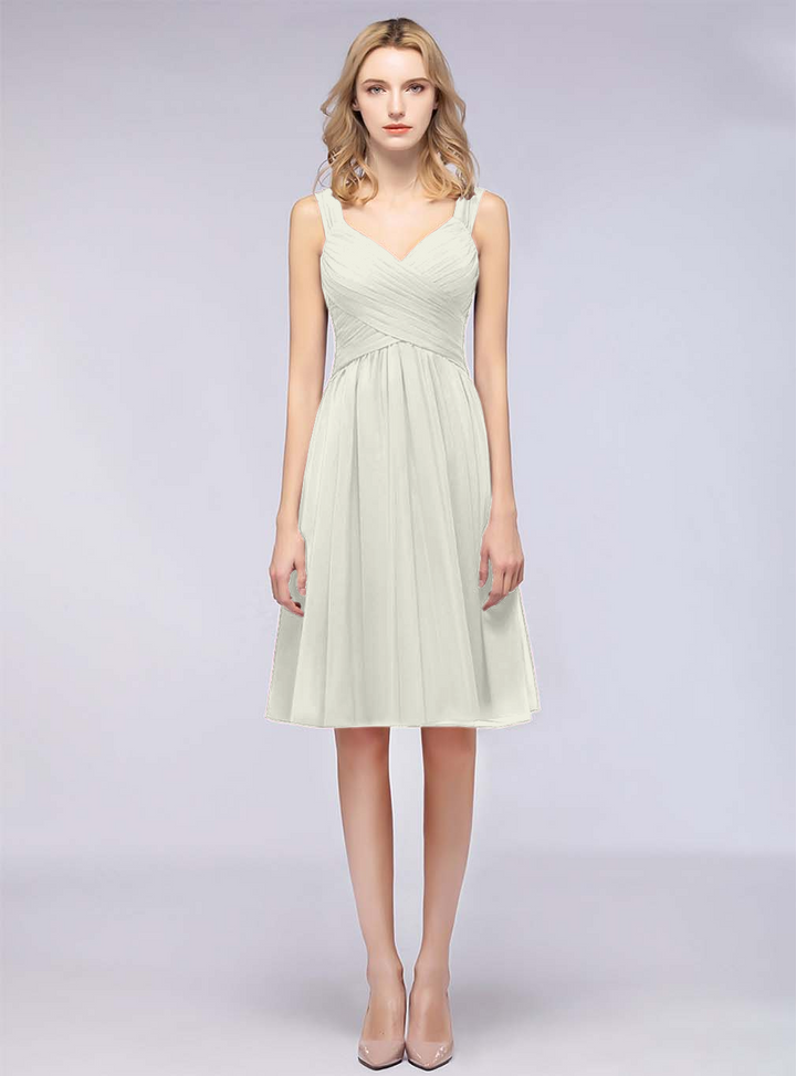 A-line Sweetheart Ruched Chiffon Short Bridesmaid Dress-koscy