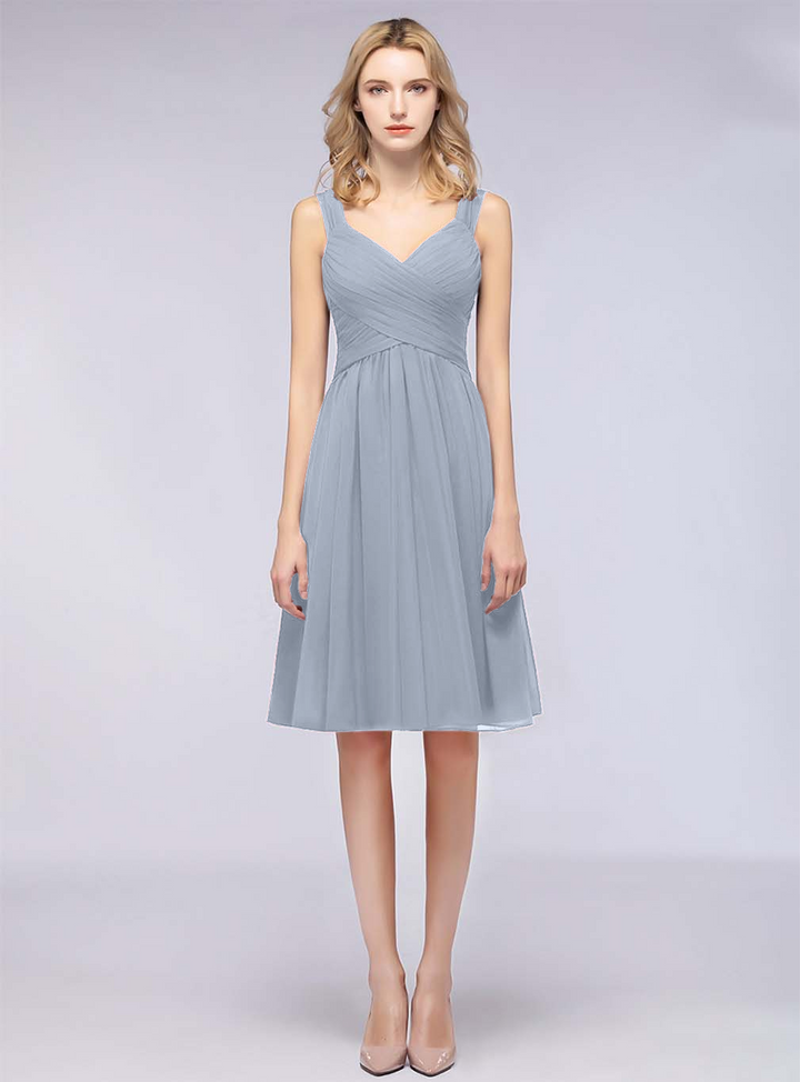 A-line Sweetheart Ruched Chiffon Short Bridesmaid Dress-koscy