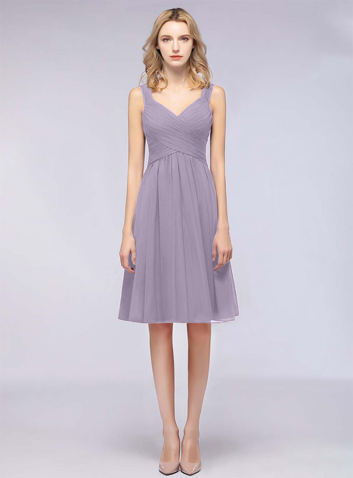 A-line Sweetheart Ruched Chiffon Short Bridesmaid Dress-koscy