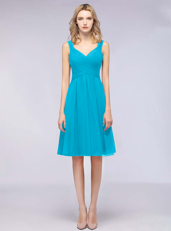 A-line Sweetheart Ruched Chiffon Short Bridesmaid Dress-koscy