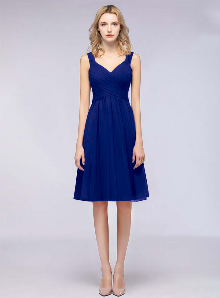 A-line Sweetheart Ruched Chiffon Short Bridesmaid Dress-koscy