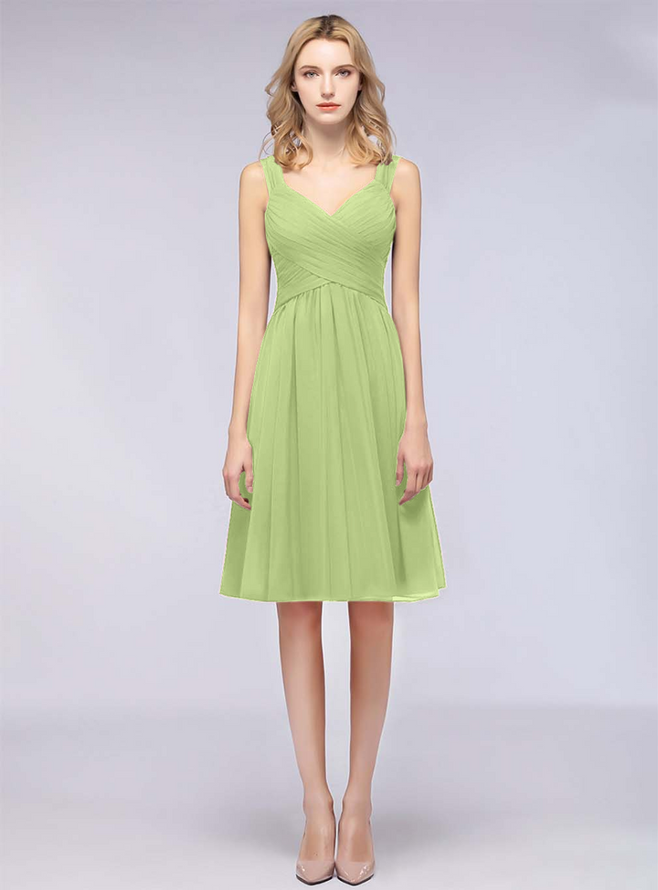 A-line Sweetheart Ruched Chiffon Short Bridesmaid Dress-koscy