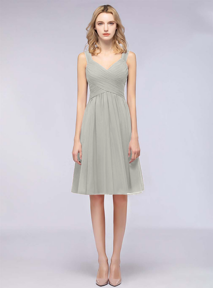 A-line Sweetheart Ruched Chiffon Short Bridesmaid Dress-koscy