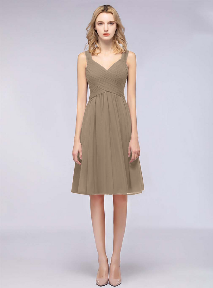 A-line Sweetheart Ruched Chiffon Short Bridesmaid Dress-koscy