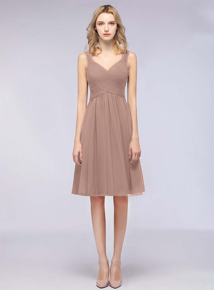 A-line Sweetheart Ruched Chiffon Short Bridesmaid Dress-koscy