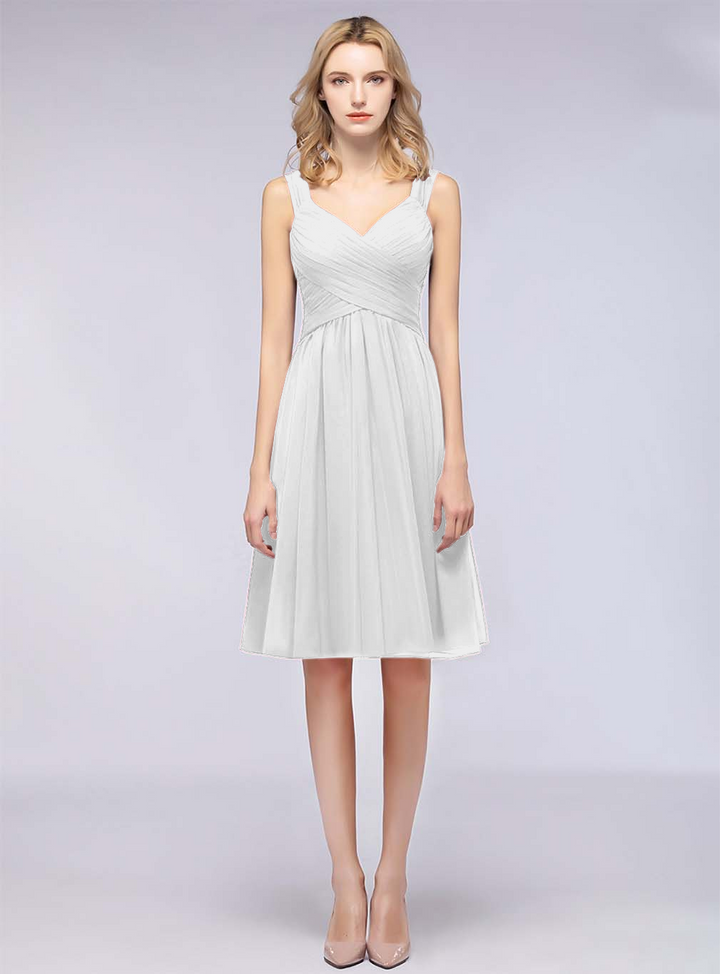 A-line Sweetheart Ruched Chiffon Short Bridesmaid Dress-koscy