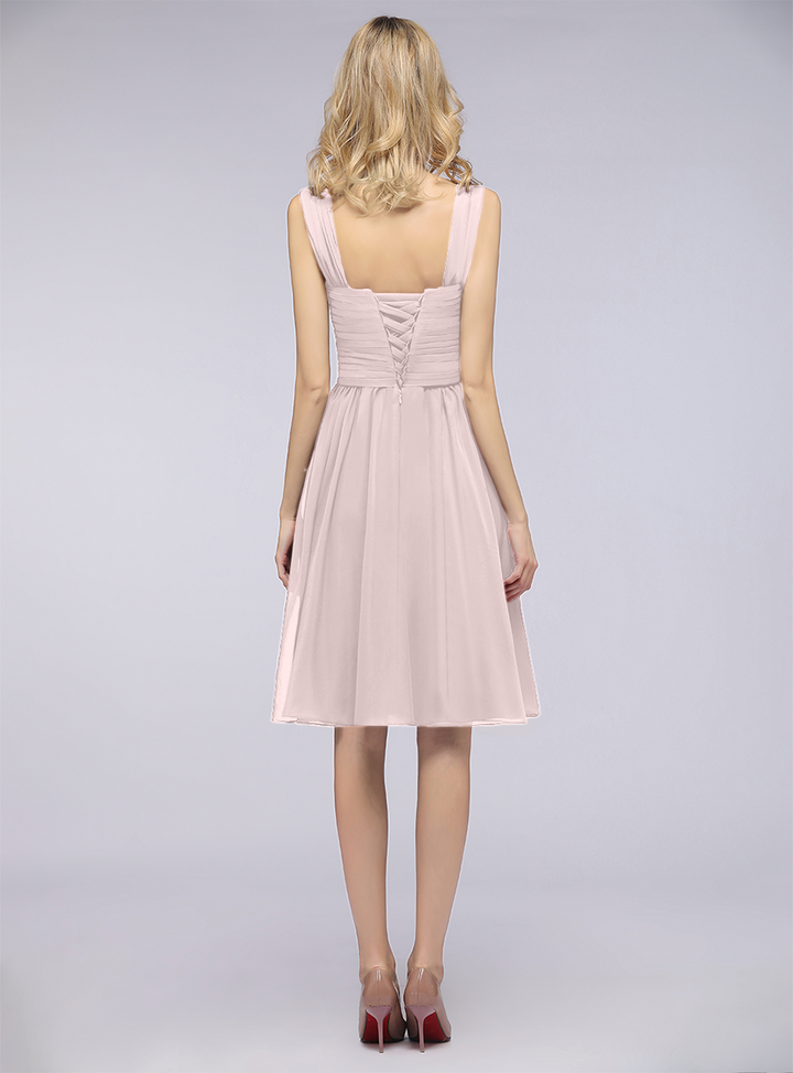 A-line Sweetheart Ruched Chiffon Short Bridesmaid Dress-koscy