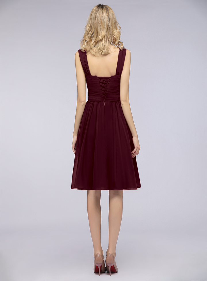 A-line Sweetheart Ruched Chiffon Short Bridesmaid Dress-koscy