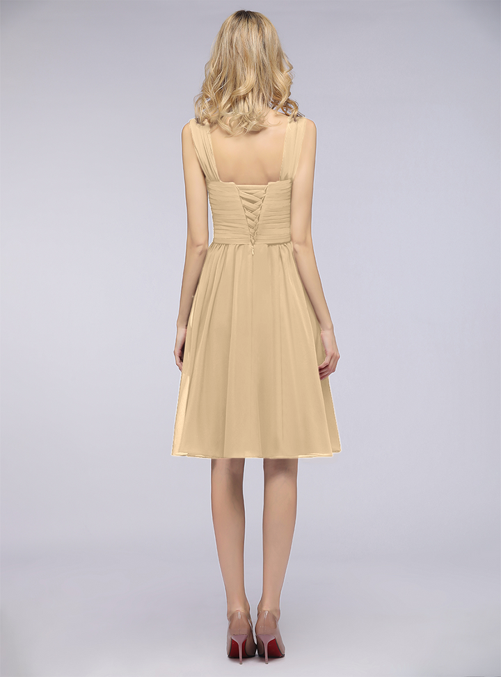 A-line Sweetheart Ruched Chiffon Short Bridesmaid Dress-koscy