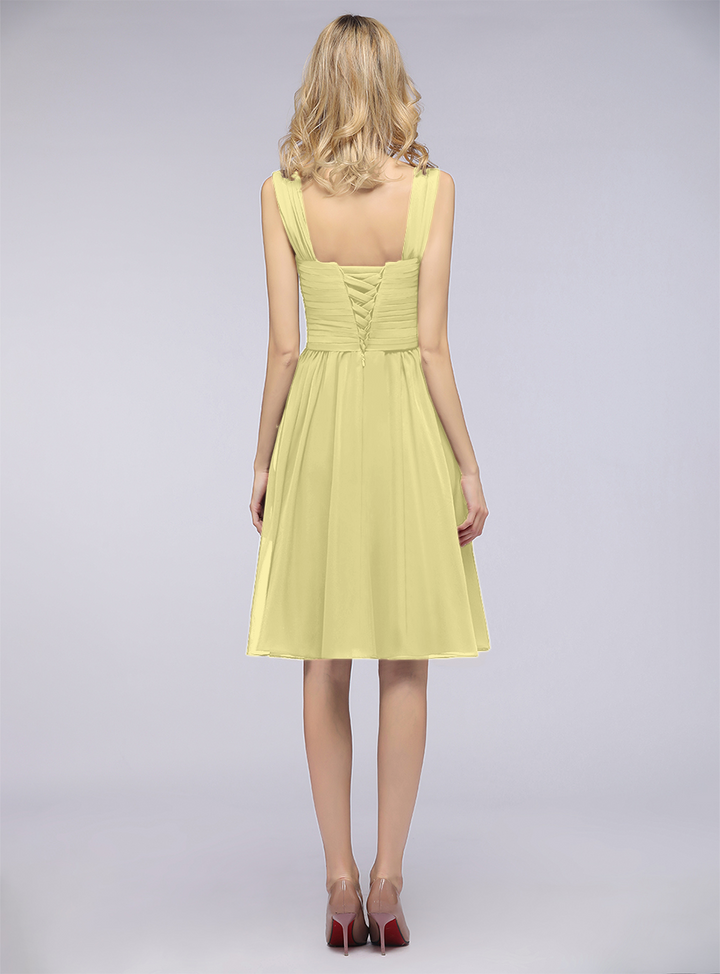 A-line Sweetheart Ruched Chiffon Short Bridesmaid Dress-koscy