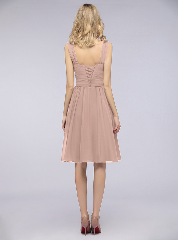 A-line Sweetheart Ruched Chiffon Short Bridesmaid Dress-koscy