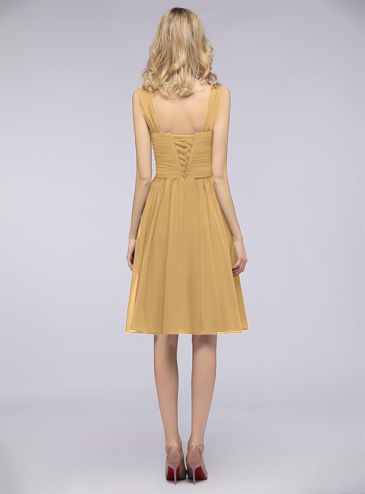 A-line Sweetheart Ruched Chiffon Short Bridesmaid Dress-koscy