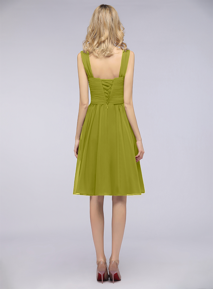 A-line Sweetheart Ruched Chiffon Short Bridesmaid Dress-koscy