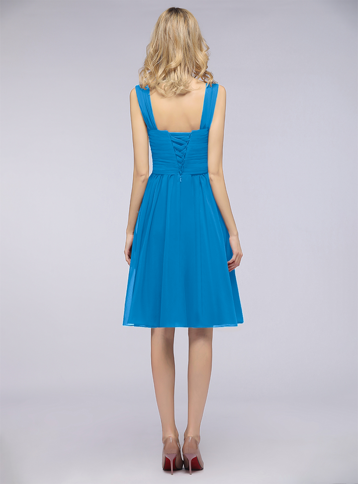 A-line Sweetheart Ruched Chiffon Short Bridesmaid Dress-koscy