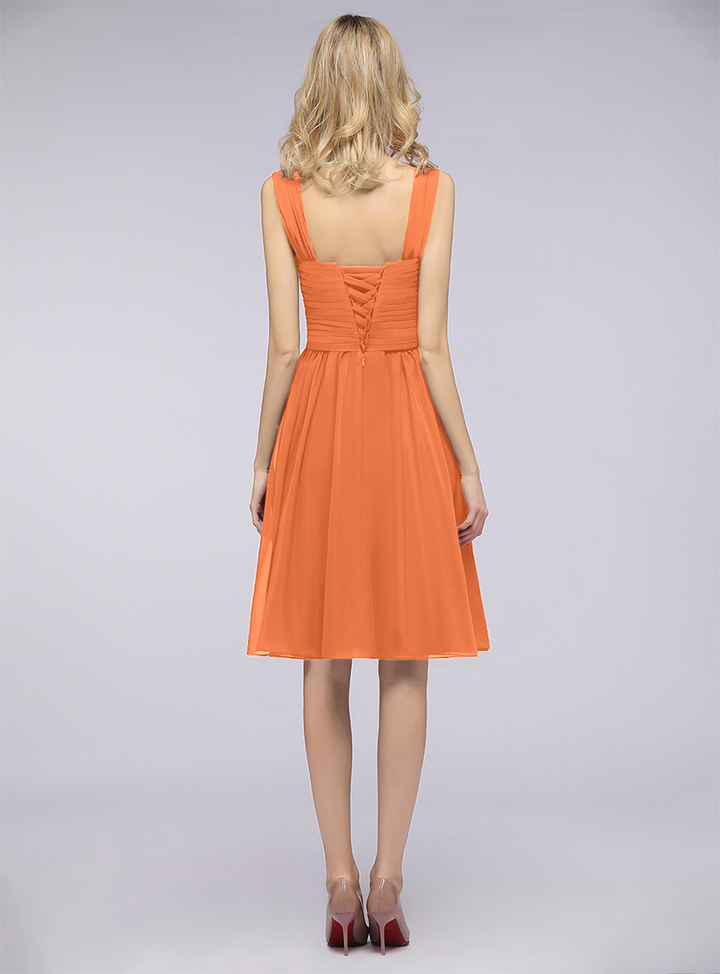 A-line Sweetheart Ruched Chiffon Short Bridesmaid Dress-koscy