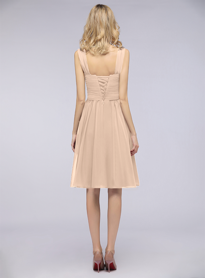 A-line Sweetheart Ruched Chiffon Short Bridesmaid Dress-koscy