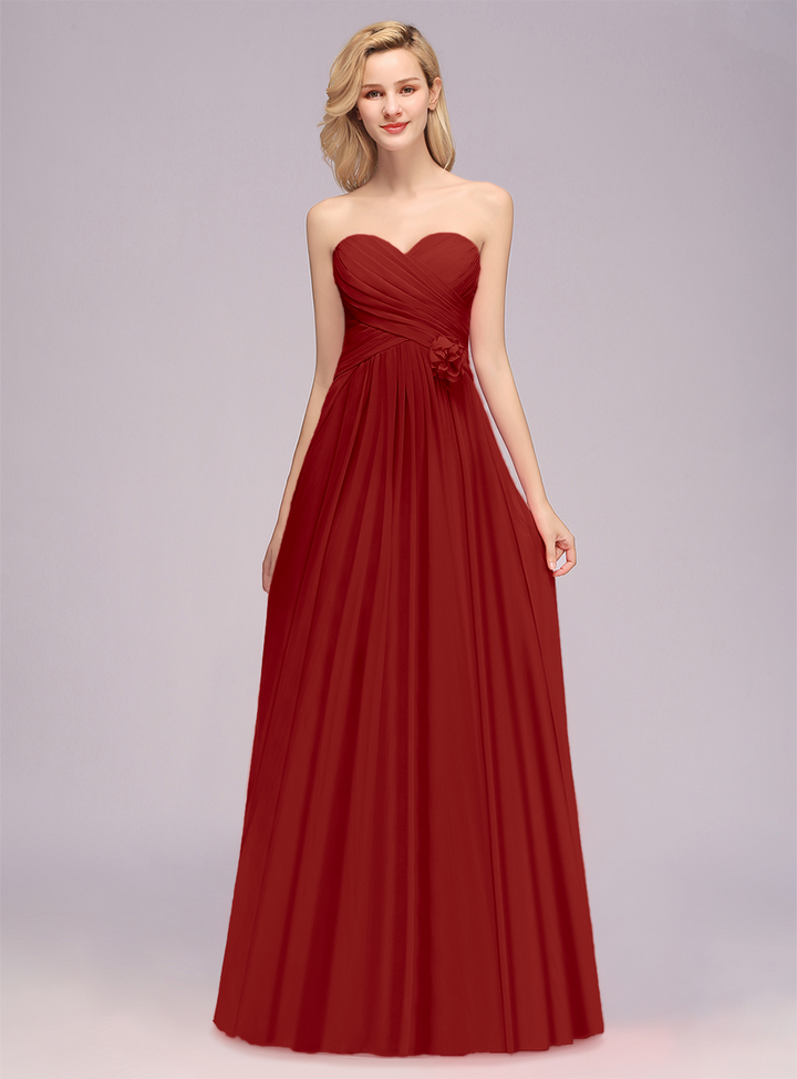 A-Line Sweetheart Sleeveless Floor-Length Dress-koscy