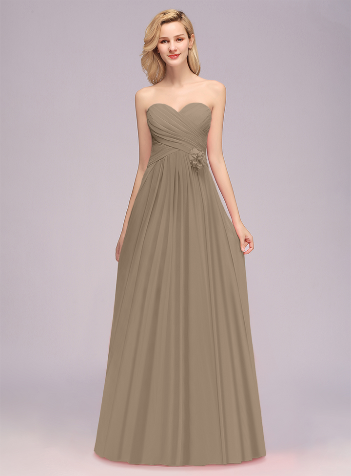 A-Line Sweetheart Sleeveless Floor-Length Dress-koscy