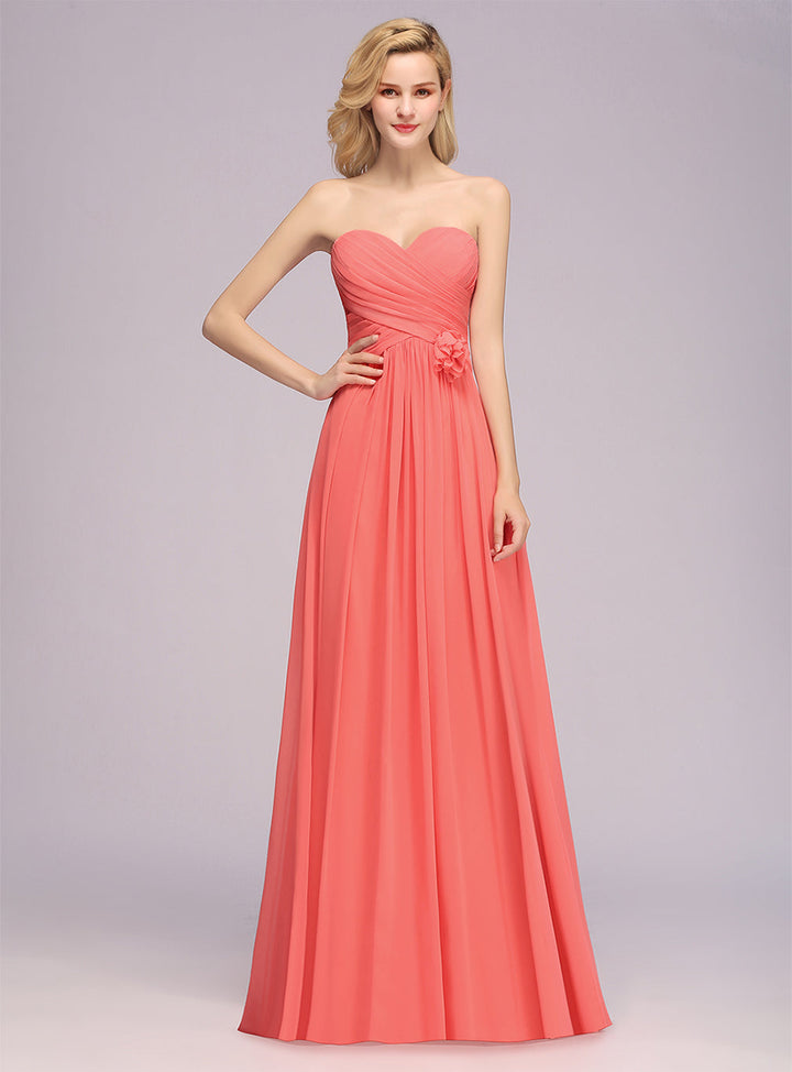 A-Line Sweetheart Sleeveless Floor-Length Dress-koscy