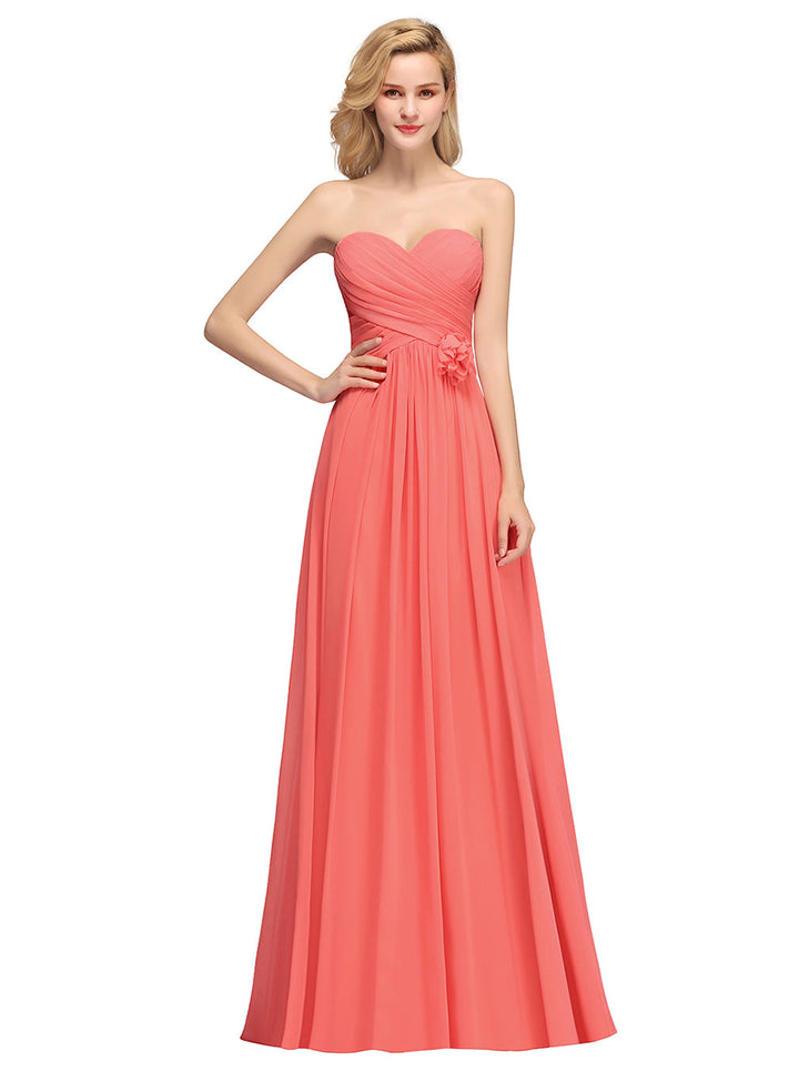 A-Line Sweetheart Sleeveless Floor-Length Dress-koscy