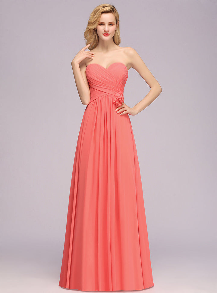 A-Line Sweetheart Sleeveless Floor-Length Dress-koscy