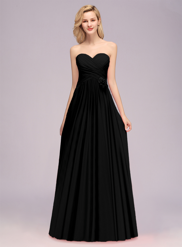 A-Line Sweetheart Sleeveless Floor-Length Dress-koscy