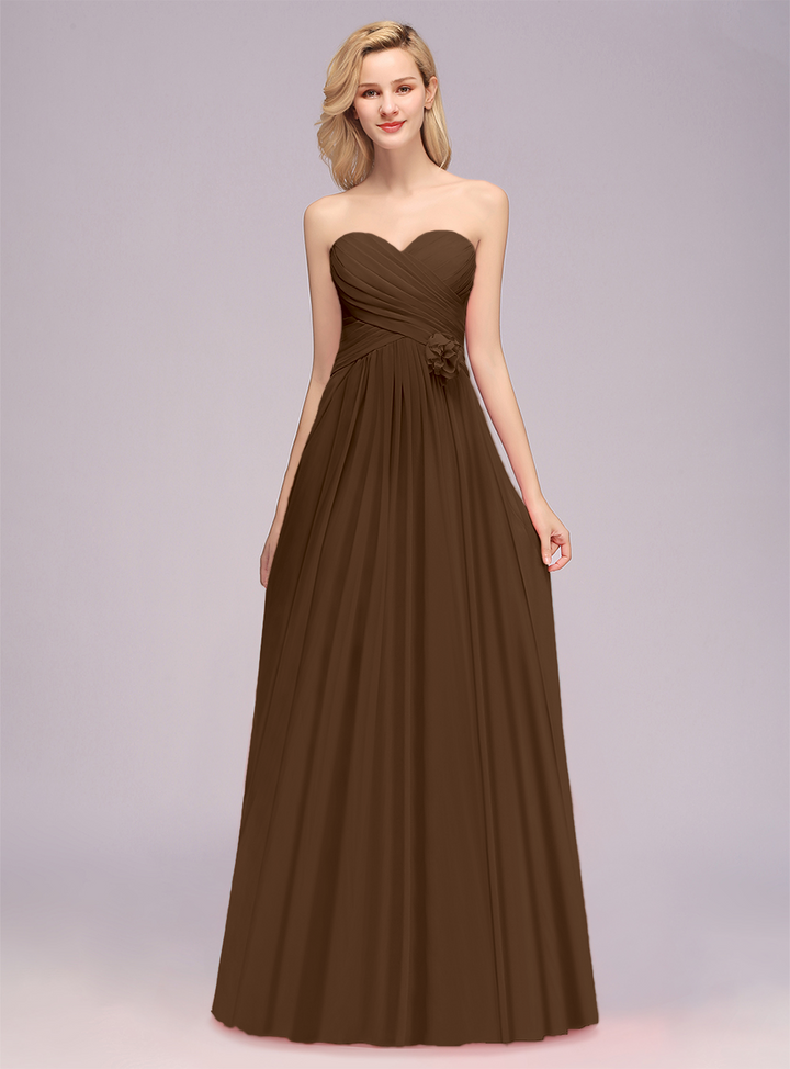 A-Line Sweetheart Sleeveless Floor-Length Dress-koscy