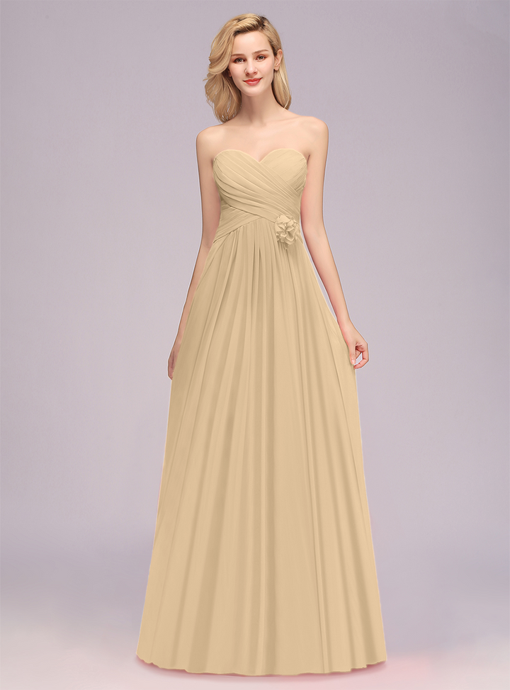 A-Line Sweetheart Sleeveless Floor-Length Dress-koscy