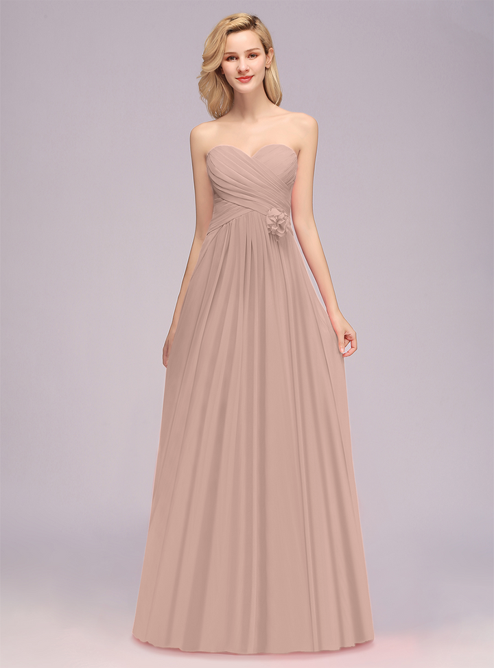 A-Line Sweetheart Sleeveless Floor-Length Dress-koscy