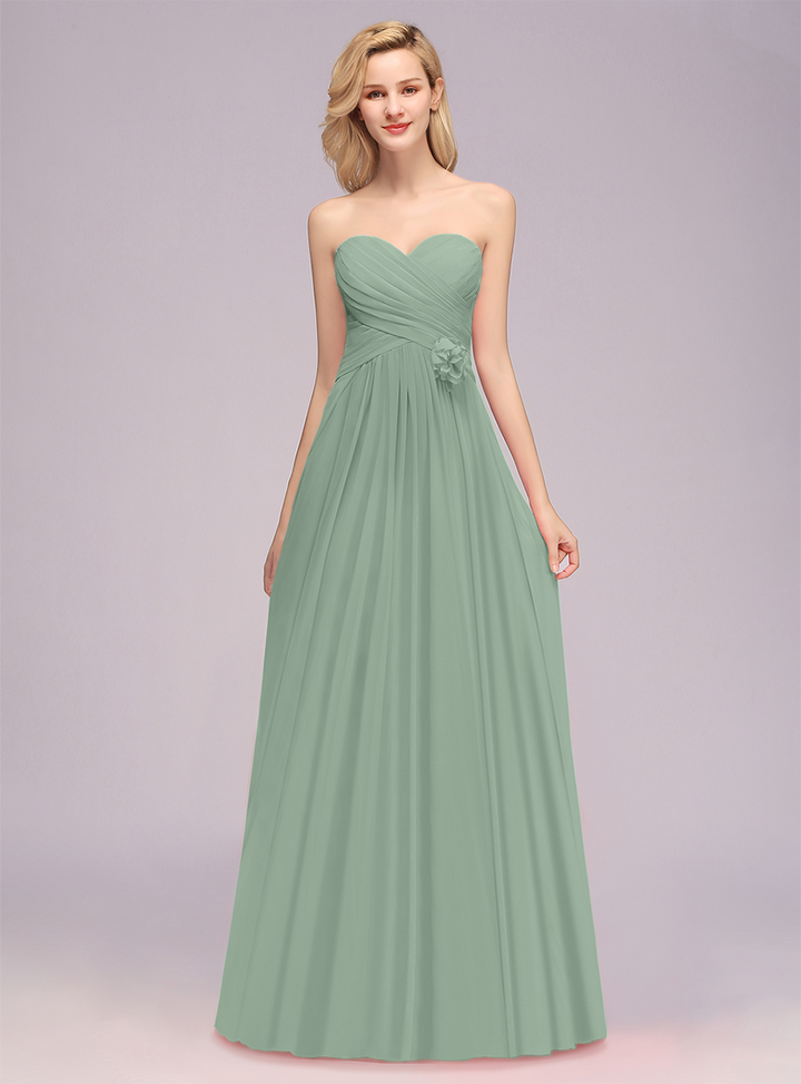 A-Line Sweetheart Sleeveless Floor-Length Dress-koscy