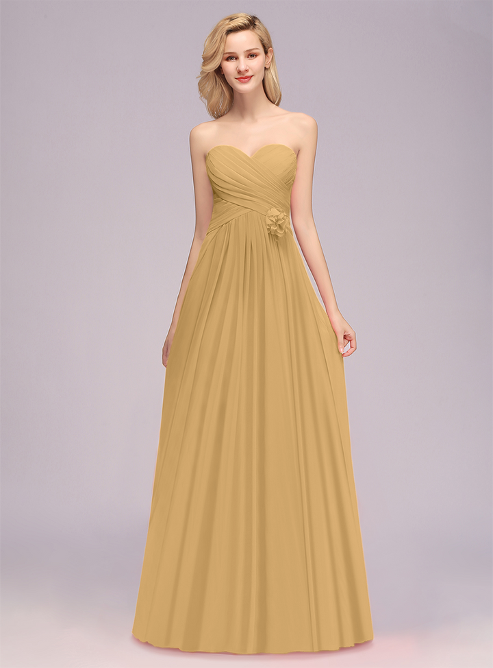 A-Line Sweetheart Sleeveless Floor-Length Dress-koscy