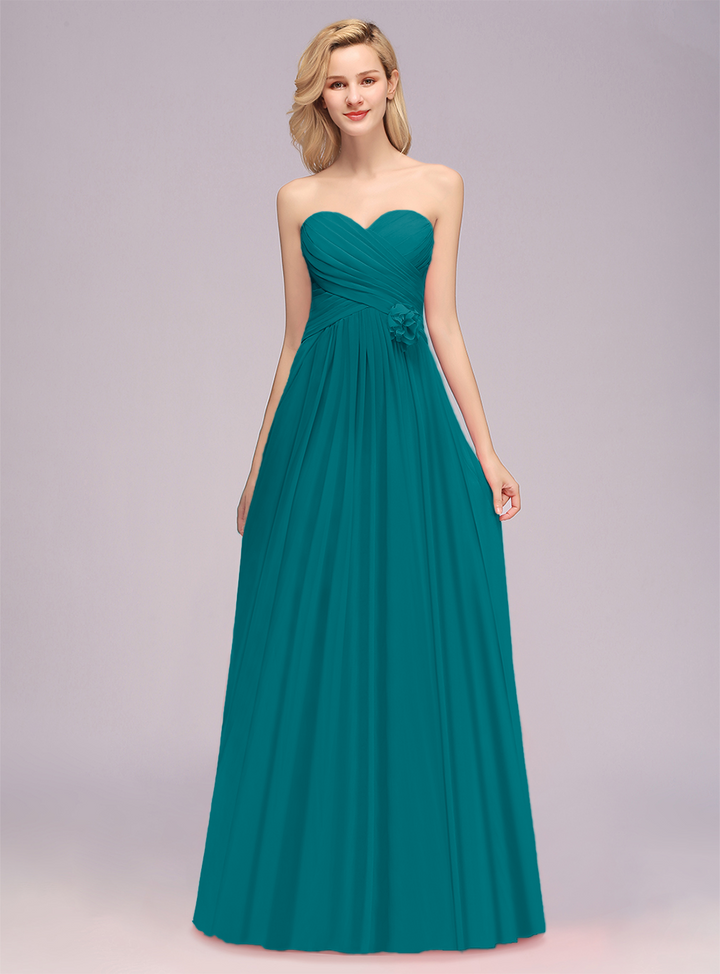 A-Line Sweetheart Sleeveless Floor-Length Dress-koscy