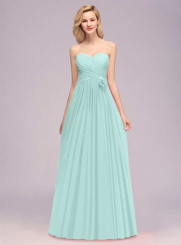 A-Line Sweetheart Sleeveless Floor-Length Dress-koscy