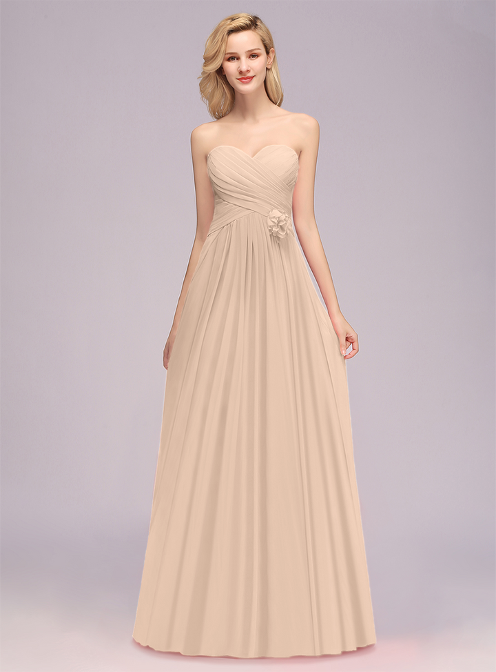 A-Line Sweetheart Sleeveless Floor-Length Dress-koscy