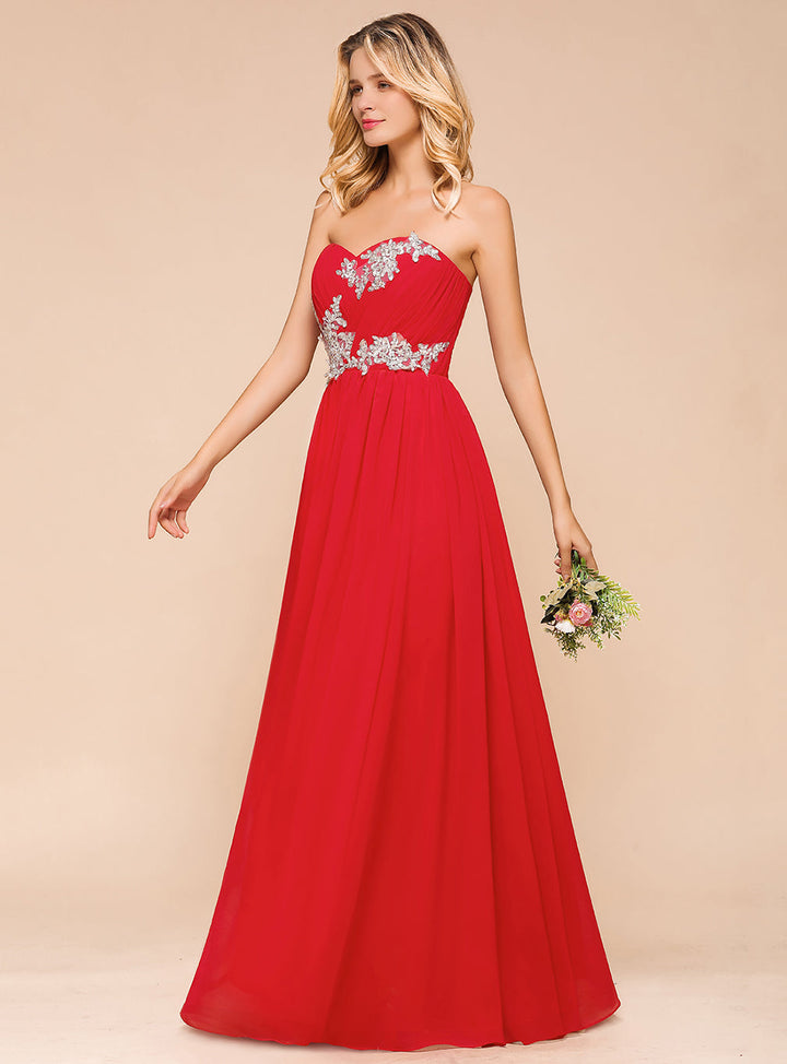 A-Line Sweetheart Sleeveless Floor-Length Dress-koscy