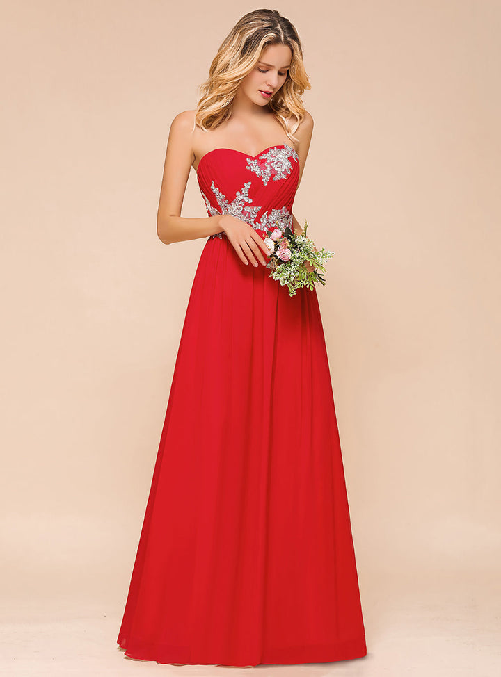 A-Line Sweetheart Sleeveless Floor-Length Dress-koscy