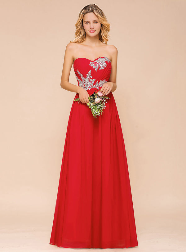 A-Line Sweetheart Sleeveless Floor-Length Dress-koscy