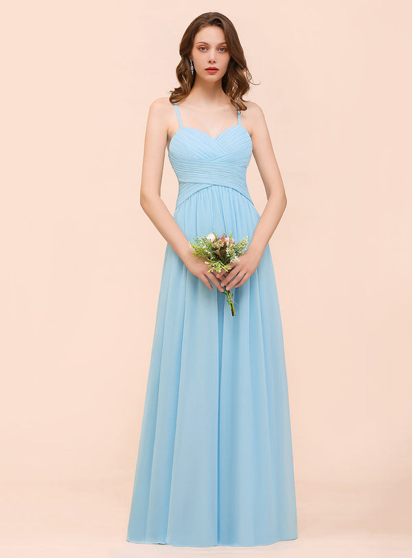 A-Line Sweetheart Spaghetti Straps Floor-Length Dress-koscy