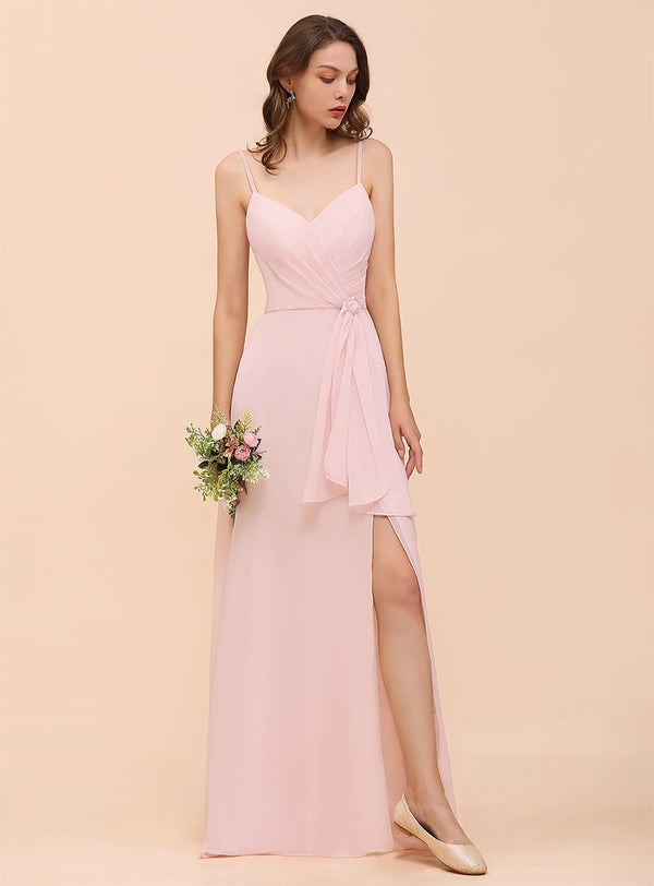 A-Line Sweetheart Spaghetti Straps Ruffle Dress-koscy