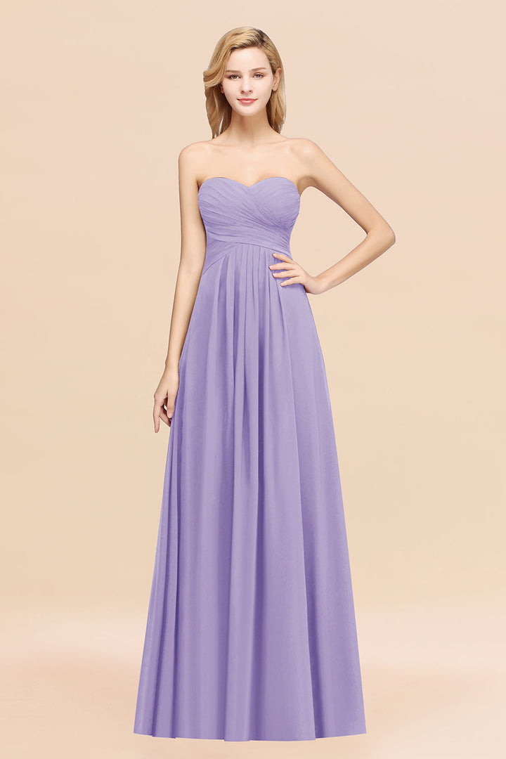 A-line Sweetheart Strapless Chiffon Floor-Length Dress-koscy